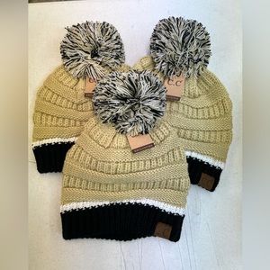 Set of 3 CC Beanie Black and Gold beanie for the price of 1